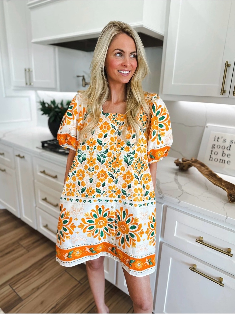 Entro Floral Puff-Sleeve Mini Dress